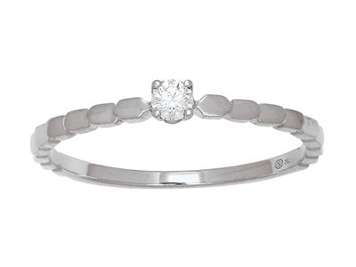 Bague solitaire corps perle, diamant 0,08ct, Or gris 18k, doigt 50 - Image Standard - 1