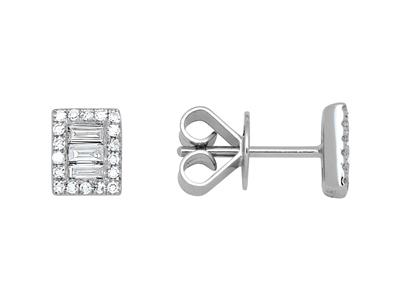 Boucles d'oreilles Rectangles, Diamants 0,25ct, Or gris 18k - Image Standard - 1