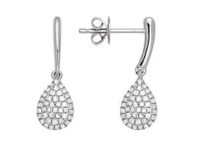 Boucles d'oreilles diamants 0,29ct, forme poire 10 mm, Or gris 18k - Image Standard - 1