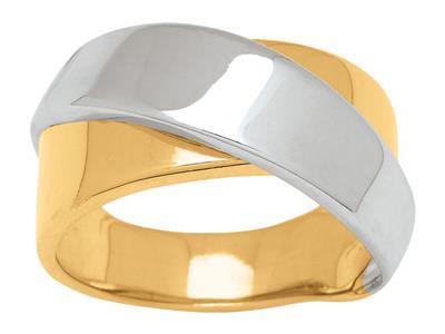 Bague doubles anneaux croisés, Or bicolore 18k, doigt 58 - Image Standard - 1