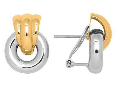 Boucles d'oreilles Anneau dans cercle 14 mm, Or bicolore 18k - Image Standard - 1