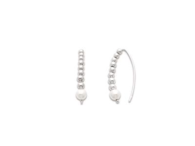 Boucles d'oreilles tiges Poires, Boules et Perle blanche, 30 mm, Argent 925 rhodié - Image Standard - 1
