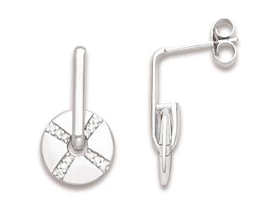Boucles d'oreilles pendantes 20 mm, Oxydes de Zirconium, Argent 925 rhodié - Image Standard - 1