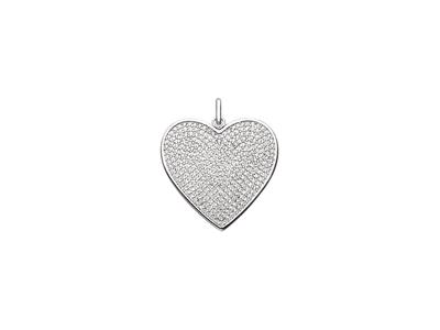 Pendentif Coeur pierres cristal, hauteur 30 mm, Argent 925 Rh - Image Standard - 1