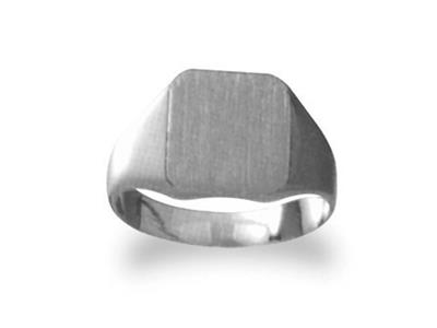Chevalière massive tournée doigt, plateau 11 x 10 mm, Or gris Pd 12. Réf. 34, doigt 45 - Image Standard - 1