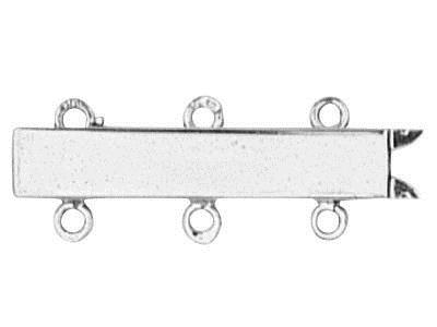 Fermoir Rectangulaire lisse 18 mm, 3 rangs, Or gris 18k. Réf.07116-3 bis