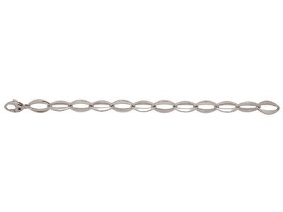 Bracelet mailles Ovales 10,5 mm, 19 cm, Or gris 18k,