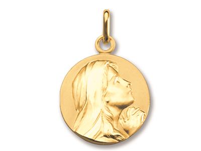 Médaille Vierge en prière, Or jaune 18k