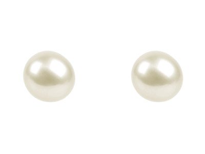 Perle deau douce ronde semi-percée, 6,50 - 7,00 mm, blanc, la paire