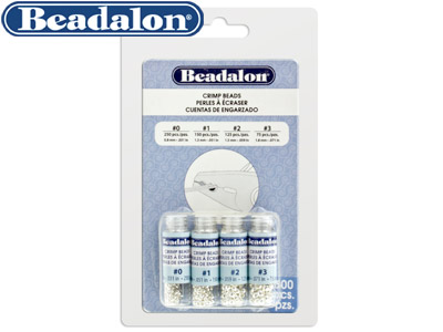 Perles à écraser Beadalon, tailles : 1 ,2, 3 et 4, Argenté*. Pack de 4 tubes - Image Standard - 3