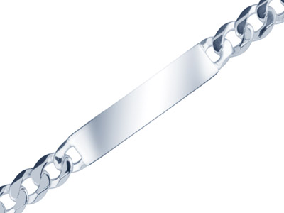 Identité maille Gourmette diamantée 7,4 mm 21,5 cm, Argent 925