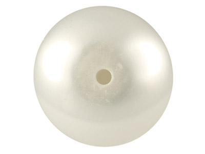 Perle d'eau douce Bouton semi-percée, 9,00 - 9,50 mm, blanc, la paire - Image Standard - 2