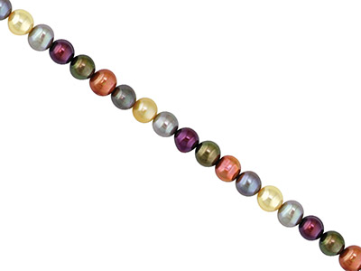 Perle d'eau douce ronde, 6-8 mm, multi couleurs, brin de 45 cm - Image Standard - 1