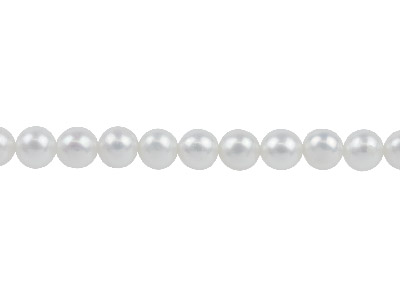 Perle d'eau douce ronde, 5-5,50 mm, blanc naturel, brin de 40 cm - Image Standard - 1