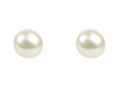 Perle deau douce ronde semi-percée, 7,00 - 7,50 mm, blanc, la paire