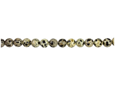 Jaspe dalmatien, pierre fine ronde 8 mm, brin de 38-39 cm