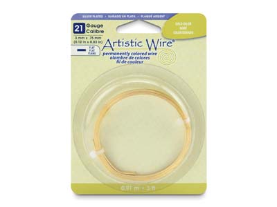 Fil Cuivre plat 0,75 x 3 mm, couleur Doré, Artistic Wire de Beadalon, 0,91 mètre - Image Standard - 1