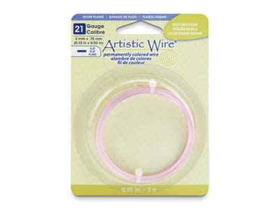 Fil Cuivre plat 0,75 x 3 mm, couleur Rose, Artistic Wire de Beadalon, 0,91 mètre