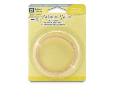 Fil Cuivre plat 0,75 x 5 mm, couleur Rose, Artistic Wire de Beadalon, 0,91 mètre - Image Standard - 1