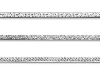 Fil Cuivre plat, motif Fleurs, 0,58 x 4,6 mm, Argenté anti-ternissement, Artistic Wire de Beadalon, pack de 3 - Image Standard - 2