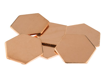 Ebauche Cuivre, Flan Hexagone 18 x 20 mm, sachet de 6 - Image Standard - 1