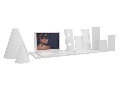 Présentoir à colliers moyen modèle, Acrylique blanc brillant - Image Standard - 4