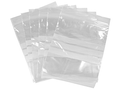 Sachets à zip, 60 x 60 mm, Plastique avec bandes blanches, sachet de 100
