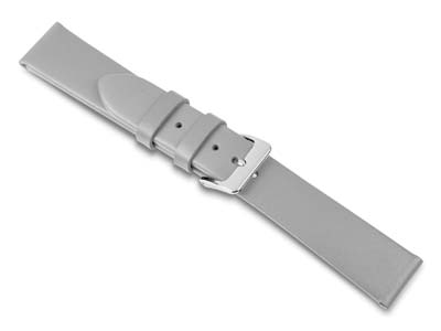 Bracelet montre en cuir de veau Gris, 18 mm