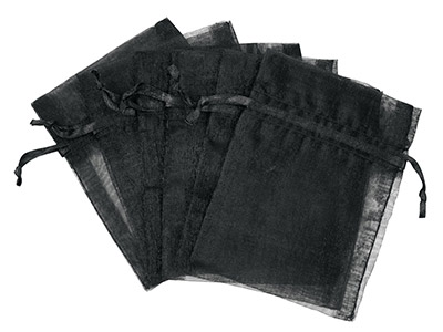 Pochette 7,6 x 10 cm, Organza noir, pack de 6 - Image Standard - 1