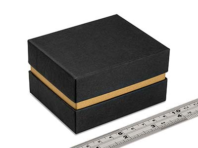 Boîte pour bracelet, Carton noir avec bande métallique or - Image Standard - 4