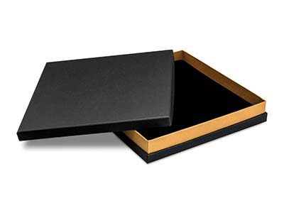 Boîte pour collier, Carton noir avec bande métallique or - Image Standard - 1