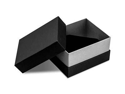 Boîte pour bracelet, Carton noir avec bande métallique argent