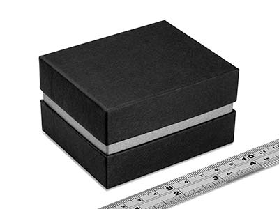 Boîte pour bracelet, Carton noir avec bande métallique argent - Image Standard - 4