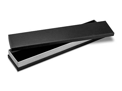 Boîte pour bracelet, Carton noir avec bande métallique argent - Image Standard - 1