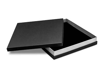 Boîte pour collier, Carton noir avec bande métallique argent