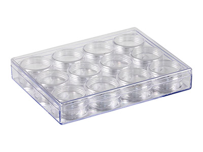 Rangement pour perles, 12 pots ronds dans boîte transparente - Image Standard - 2