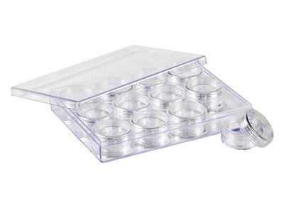 Rangement pour perles, 12 pots ronds dans boîte transparente - Image Standard - 4