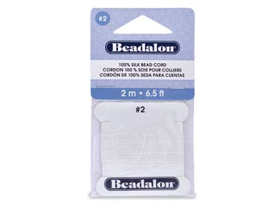Fil Beadalon 100% soie Blanche 0,45 mm, 1 aiguille, 2 mètres - Image Standard - 1