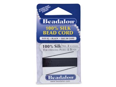 Fil Beadalon 100% soie Noire 0,45 mm, 1 aiguille, 2 mètres - Image Standard - 1