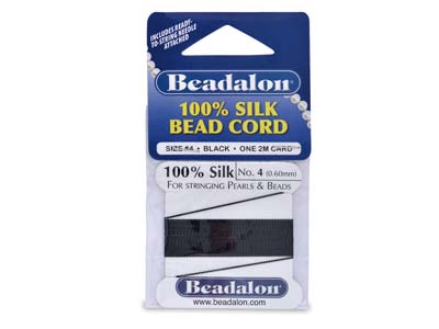 Fil Beadalon 100 soie Noire 0,60 mm, 1 aiguille, 2 mètres