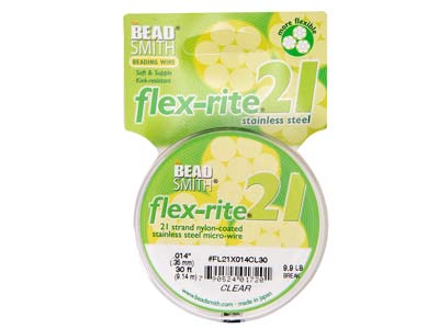 Fil Flexrite 21 brins, 0,36 mm, transparent, 9,14 mètres, Beadsmith - Image Standard - 1
