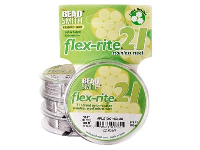 Fil Flexrite 21 brins, 0,36 mm, transparent, 9,14 mètres, Beadsmith - Image Standard - 2