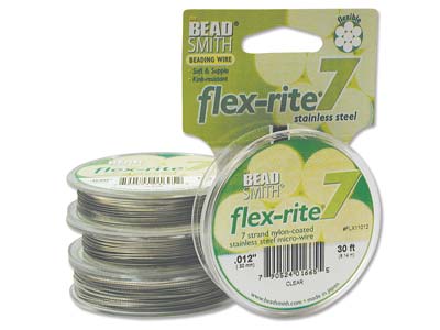 Fil Flexrite 7 brins, 0,30 mm, transparent, 9,14 mètres, Beadsmith - Image Standard - 2