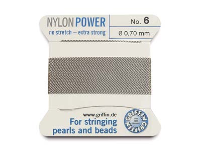 Cordon Nylon Power Griffin n 6, gris 0,70 mm, 2 mètres