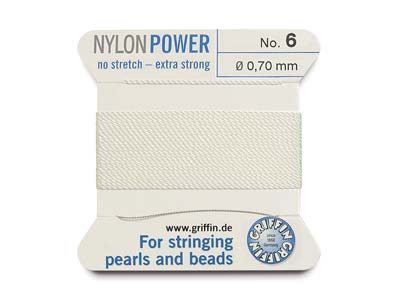 Cordon Nylon Power Griffin n 6, blanc 0,70 mm, 2 mètres