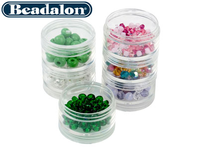 Boîtes rondes pour perles, petit modèlen 4,1 cm, Beadalon , lot de 6 - Image Standard - 2