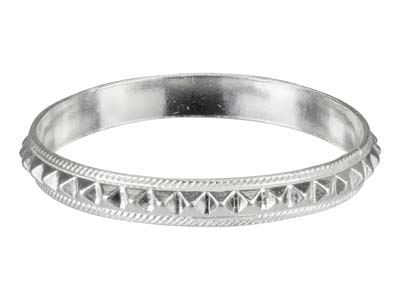 Bague anneau motifs pyramidaux 3 mm, Argent 925, doigt 55 - Image Standard - 1