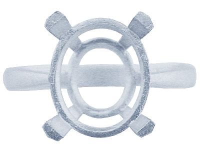 Bague serti 4 griffes pour pierre de 12 x 10 mm, Argent 925, doigt 52/53 - Image Standard - 1