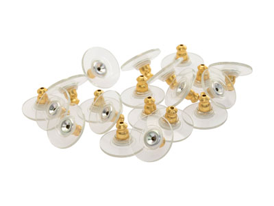 Embout pour tige de boucles d'oreilles, plastique et doré, sachet de 10 paires - Image Standard - 1