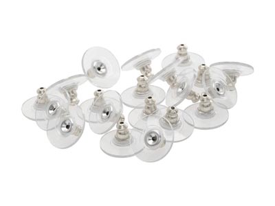 Embout pour tige de boucles d'oreilles, plastique et argenté, sachet de 10 paires - Image Standard - 1